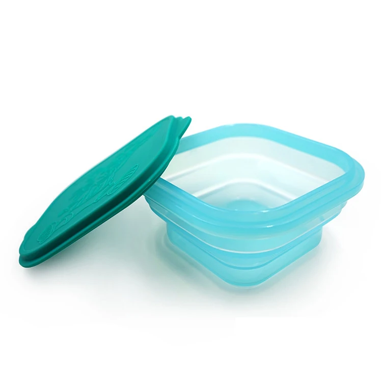 Silicone gel lunch box outdoor crisper food box folding microwave heated silicone gel bento box