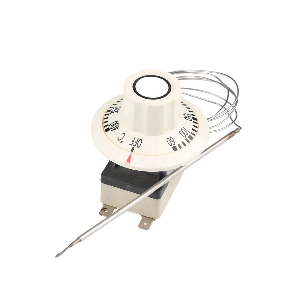 Italy Capillary Thermostat 60-400 Celsius 3 Pins Terminal High-temperature Adjustable Tempering Switch 20A 240VAC