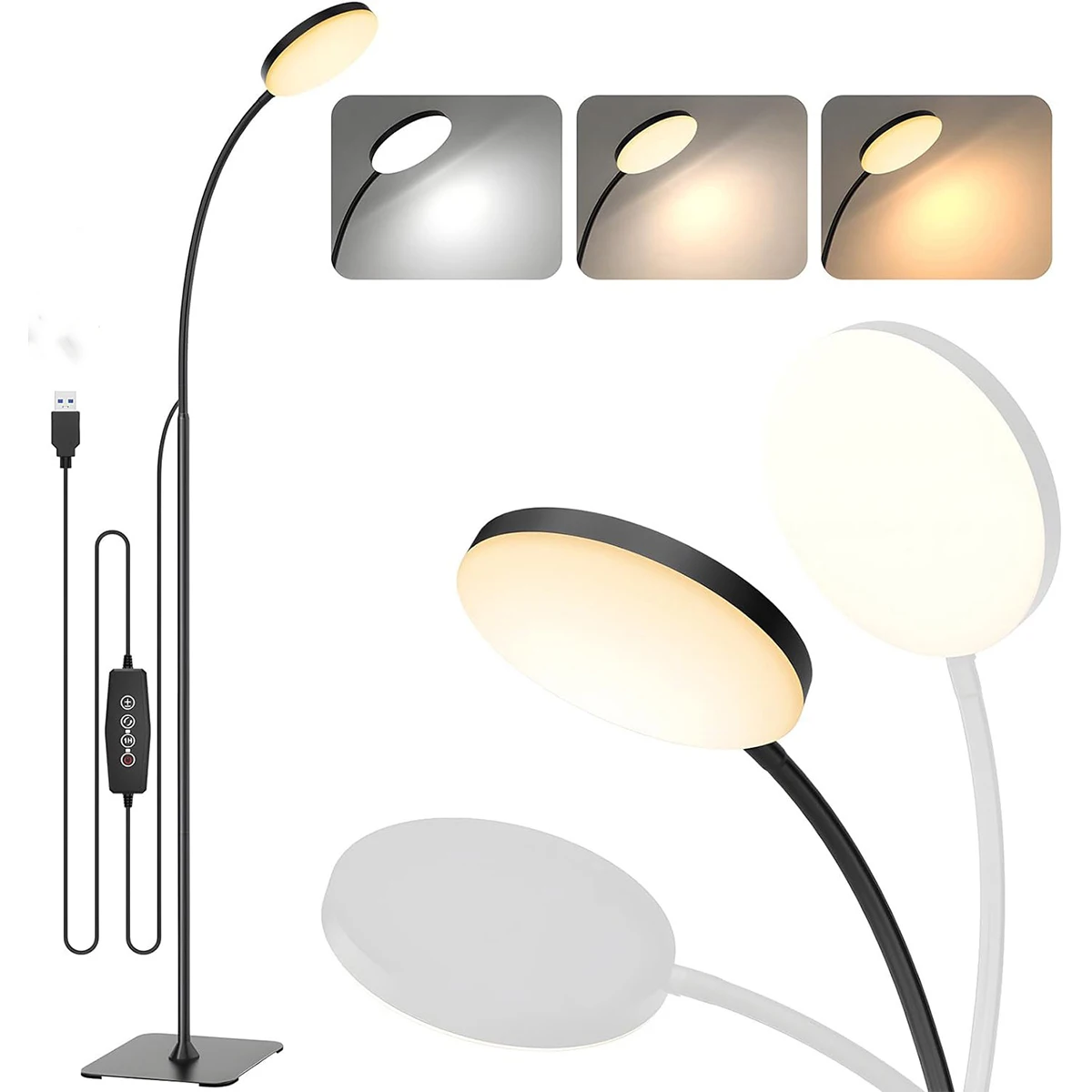 Howlighting Elegant Dimmer arched Adjustable Gooseneck Bedroom Reading LED Floor Lamp