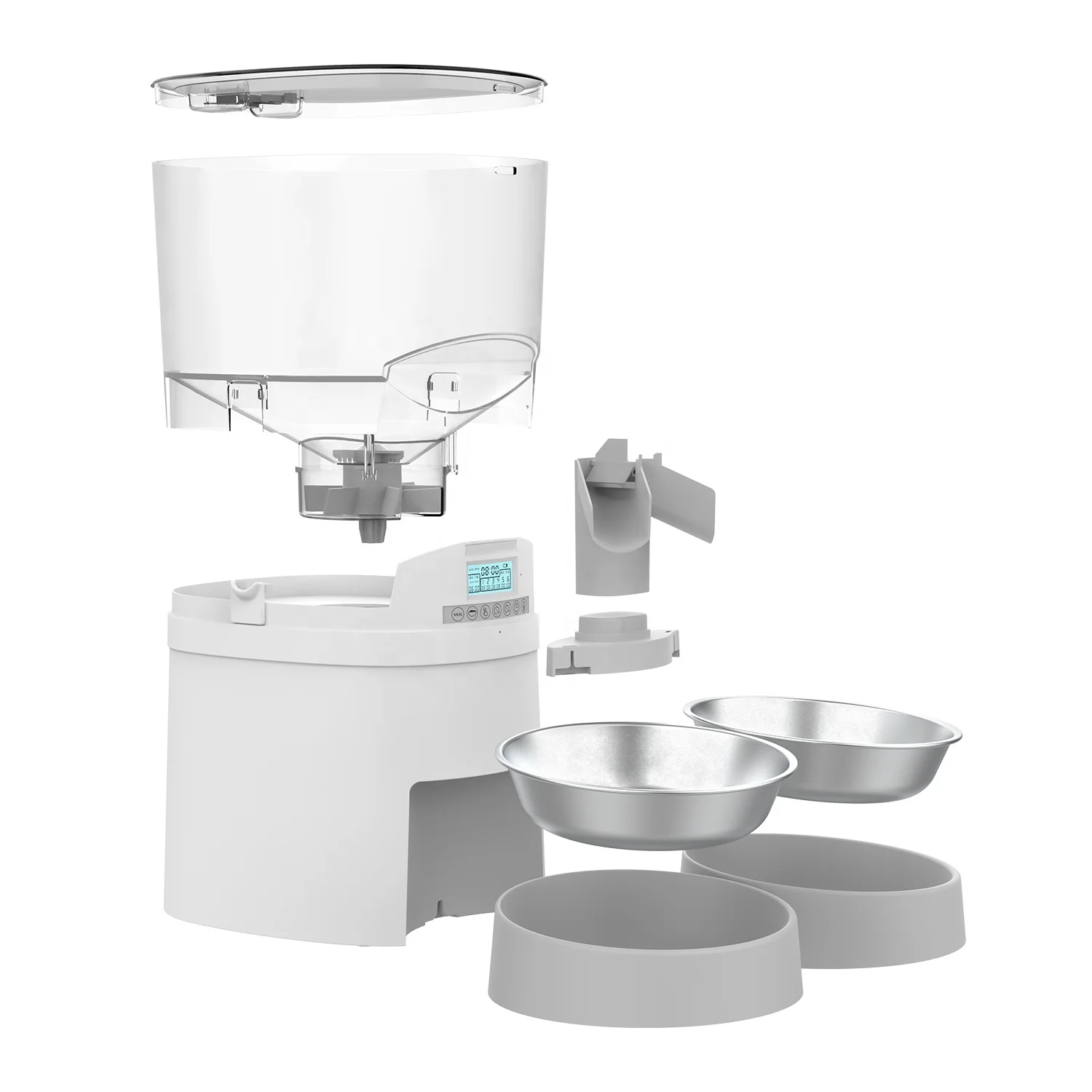 Duo Du Pet Feeder Easy Clean Dog Cat Electric Elevated Ion Food and Water Stand Els Et Wan Fancy Automatic Double Feeder Bowls