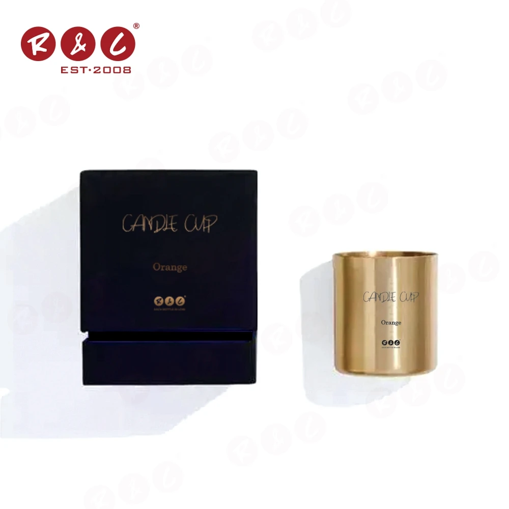 10 Oz Luxurious Elegant Steel Custom Empty Logo Copper Gold Metallic Status Tin Can Holders Lanterns Metal Candle Jars With Lid