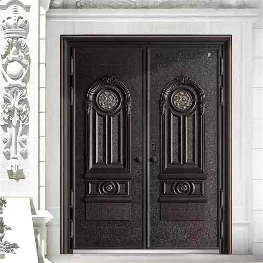 Luxury Design Cast Aluminium Door Double Door Bulletproof Main Entrance Steel Doors Security