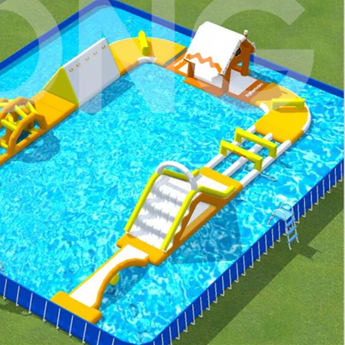 
Best inflatable water slide water park swimming pool above ground mental frame 