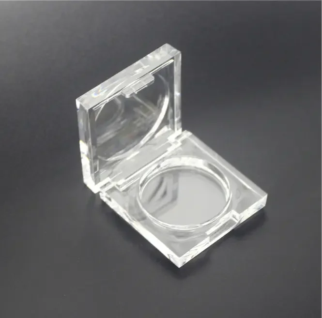 28 MM Luxury Clear Cosmetic Case Transparent Eyeshadow Case Private Label Compact Powder Cosmetics Case With Aluminium Pan
