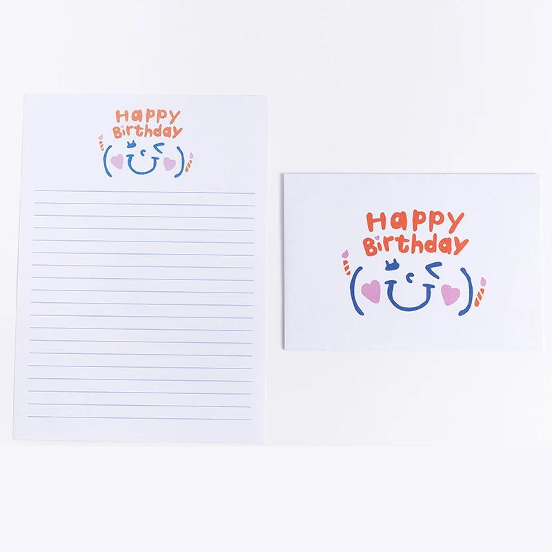 
Happy Birthday Simple Romantic Cute Cartoon Envelope Stationery Set 