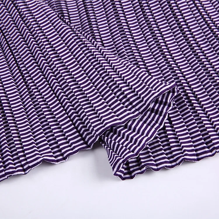 4 way spandex pleated woven stripe moss crepe polyester fabric price per yard