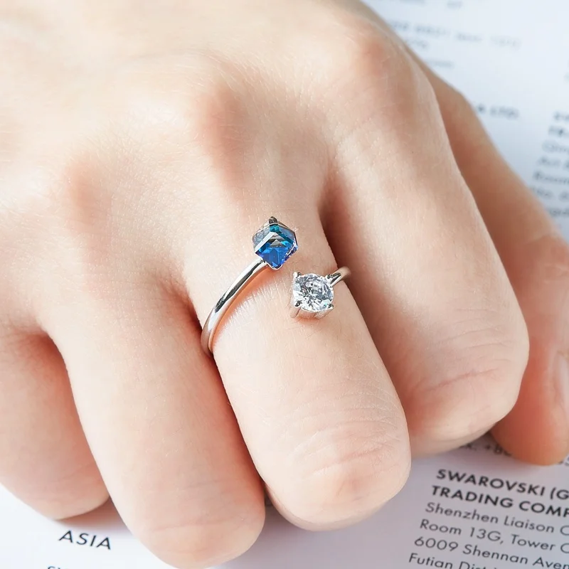 CDE YR0712-S Trendy Jewelry 2023 Unique 925 Sterling Silver Ring For Women Joyas De Plata Multi-Color Cube Rings Pink Girls Gift