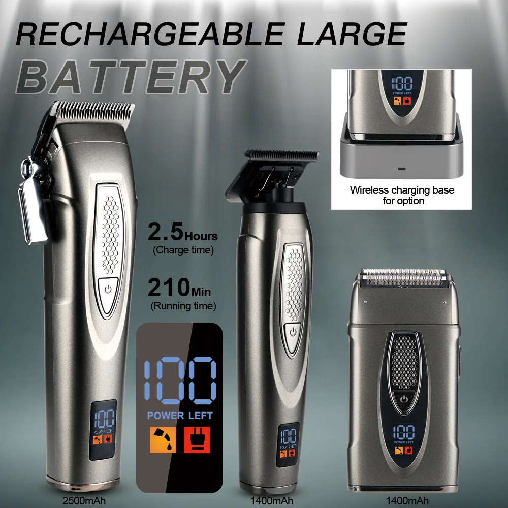 PRITECH electric razor rechargeable T blade hair trimmer cordless professional hair clipper with wireless charging