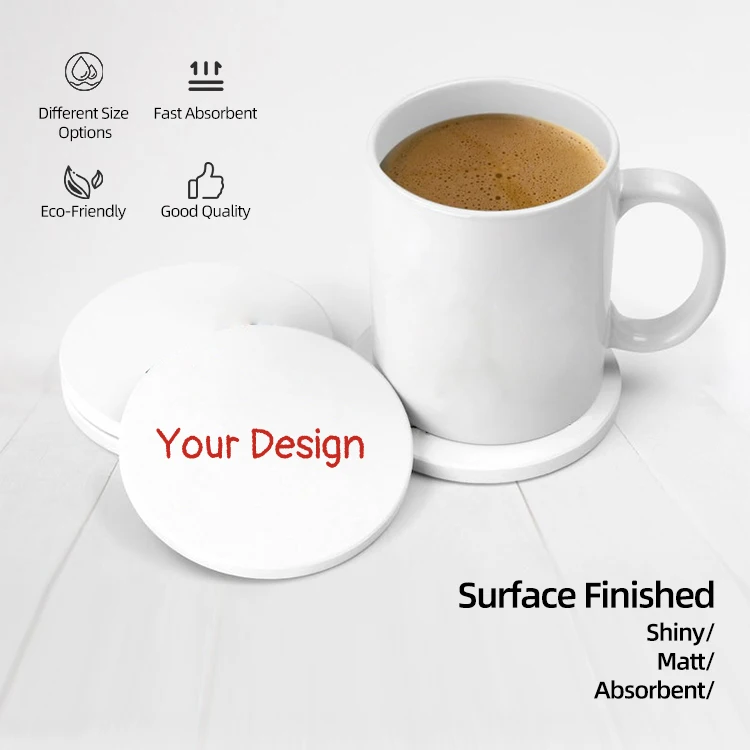Diy Custom Wholesale Water Absorbent Slate Stone Tea Cup Coasters Set Sublimation Blanks Coffee Drink Table Ceramic Coasters mat