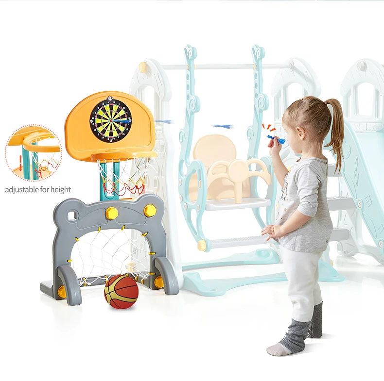 LY08501 Castle Combination Kids Plastic Slide and Swing with EN71-TUV