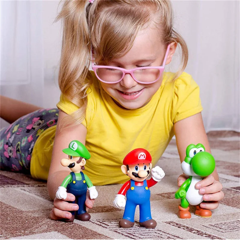 HWM 100066 12-15cm Wholesale Super Mario Bros PVC Action Figure Koopa Daisy Yoshi Wario Figurine doll  Mario Anime Figure toy