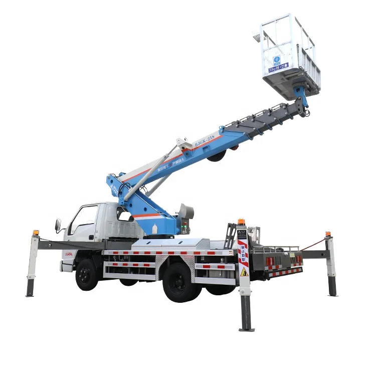BEIJUN New  GK28 30 46 Telescopic Boom Skylift Aerial Platform Double Hydraulic Cylinder Manlift High Altitude Operation Truck