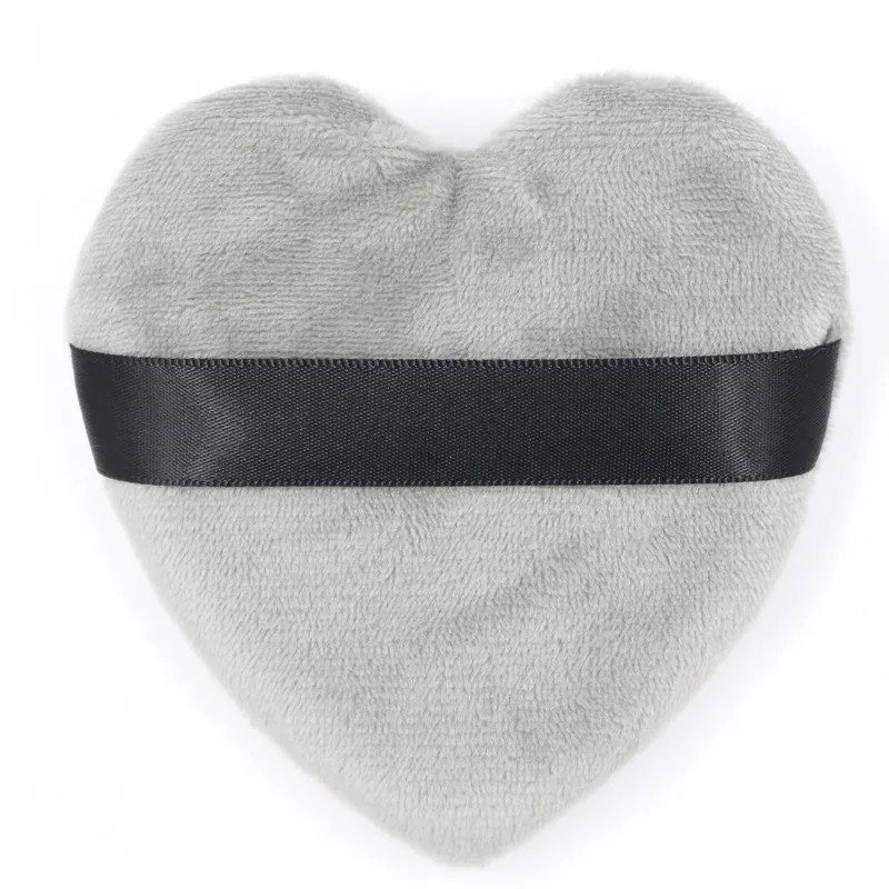 Custom logo Makeup velvet face and body white black pink shimmer powder puff setting loose powder puff pointed heart powder puff