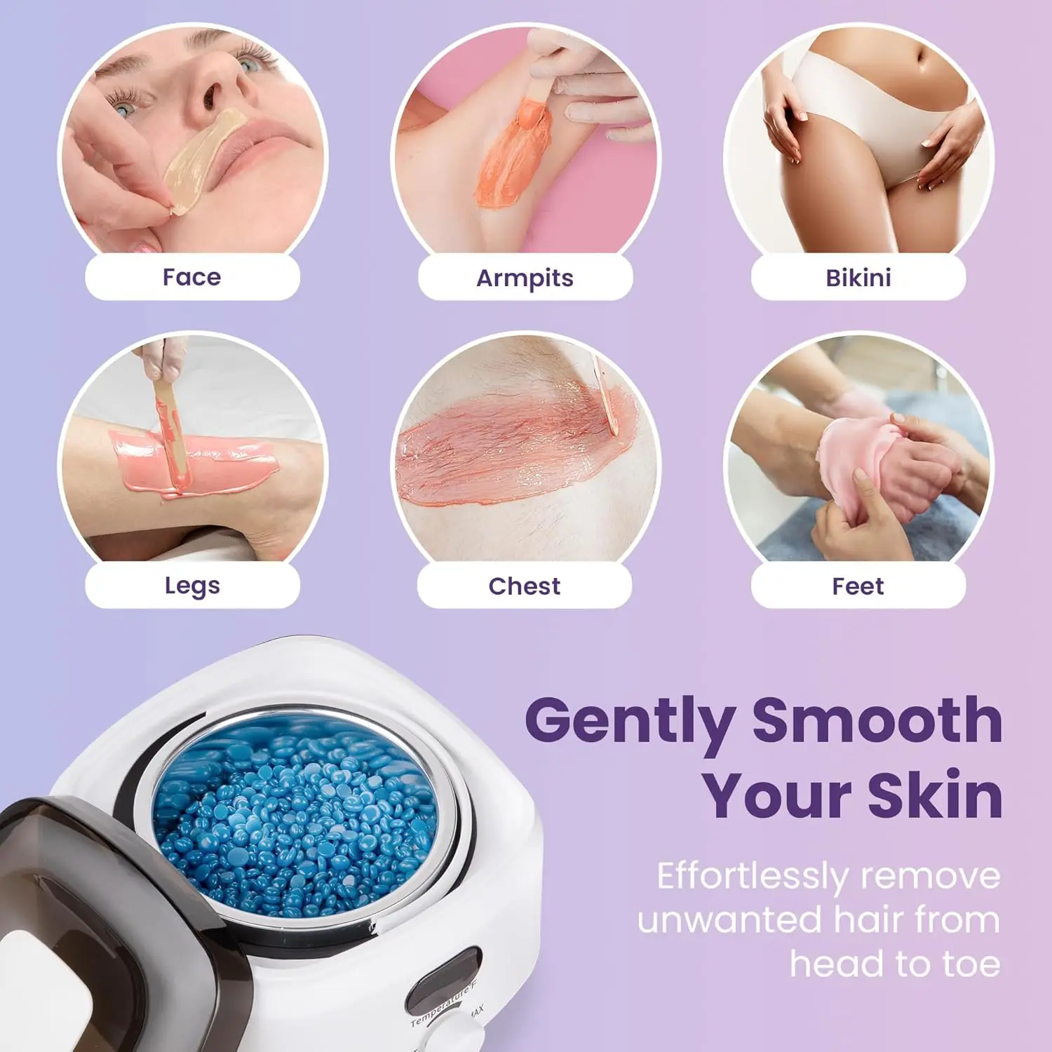 Waxing Kit Digital Wax Kit Portable Wax Warmer for Sensitive Skin Full Body Hair Removal