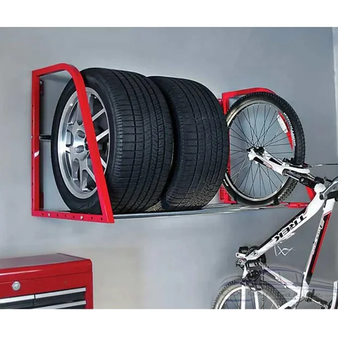 expandable wall tire rack and adjustable wall shelf systems