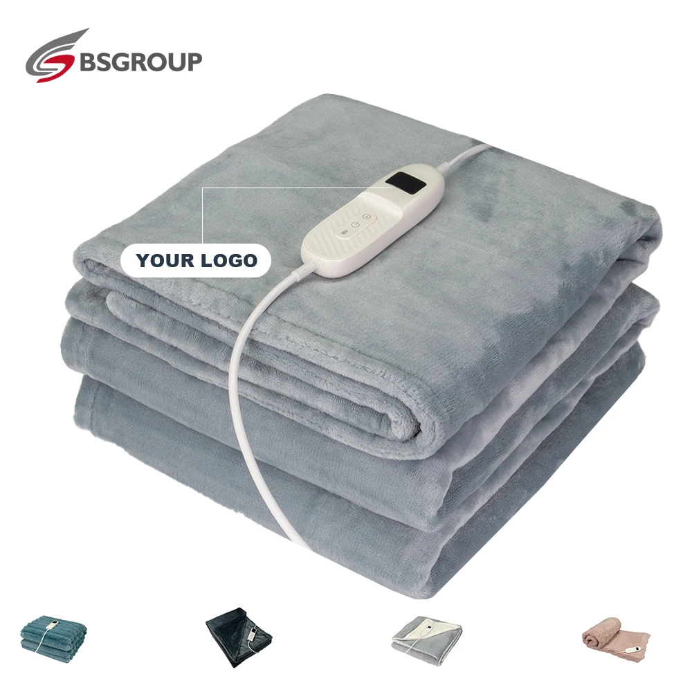 SAA CE approval 9 heating settings oem flannel Sherpa fleece electric heated blanket for winter