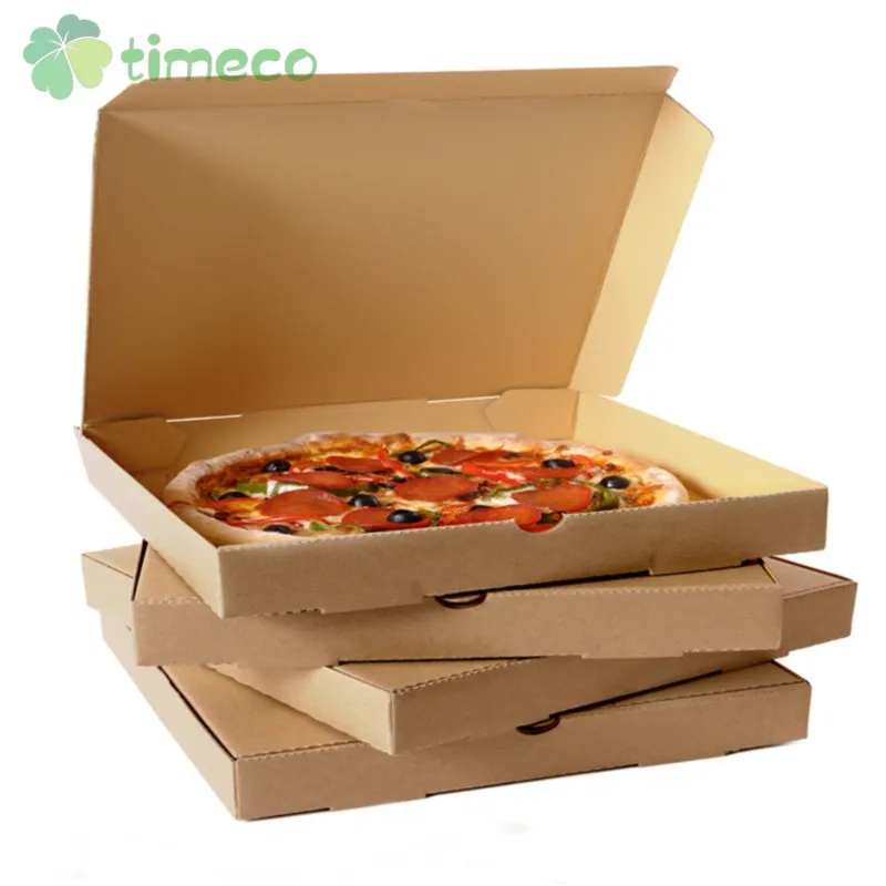 Wholesale Takeaway To Go Pizza Box Customized Brown Kraft Paper Food Pizza Paper Box