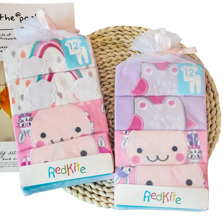 Mixed design pattern 100% cotton soft baby kids long sleeve shirts and pants set clothes for baby girls