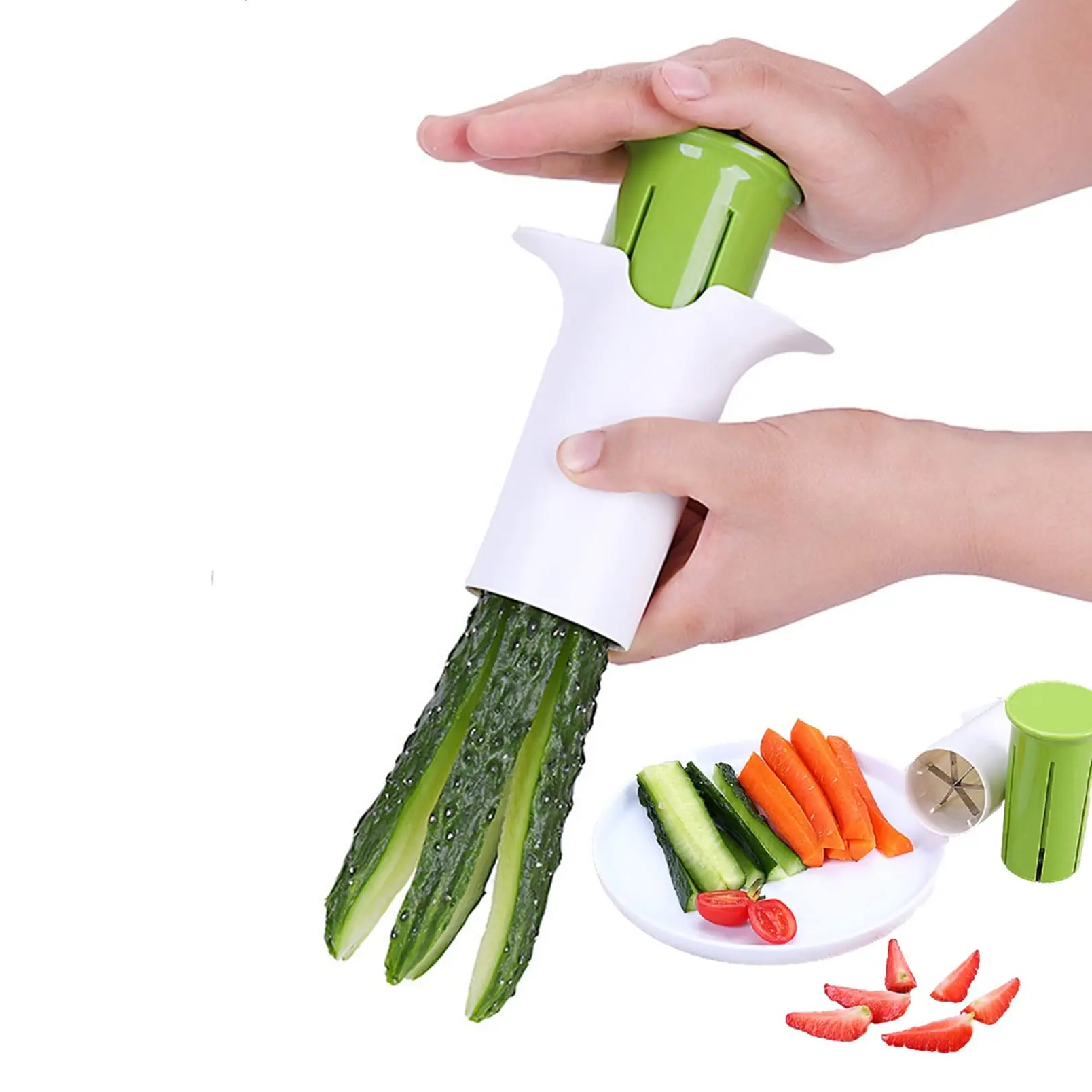 Manual Slicer Cucumber Carrot Stick Slicer Cutter Strawberry Corer Fruit Vegetable Cutter Divider