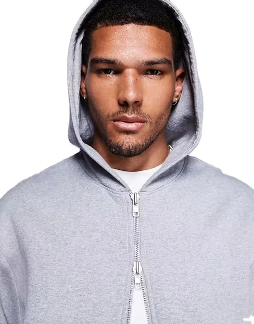 Zip Up Hoodies Manufacturer Custom heavy Fleece Combed Cotton Zip Up Hoodies Oversized Grey Hoodie for Men