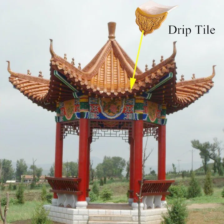 Supply Chinese wooden gazebo hexagonal pavilion and decorative roofing tiles