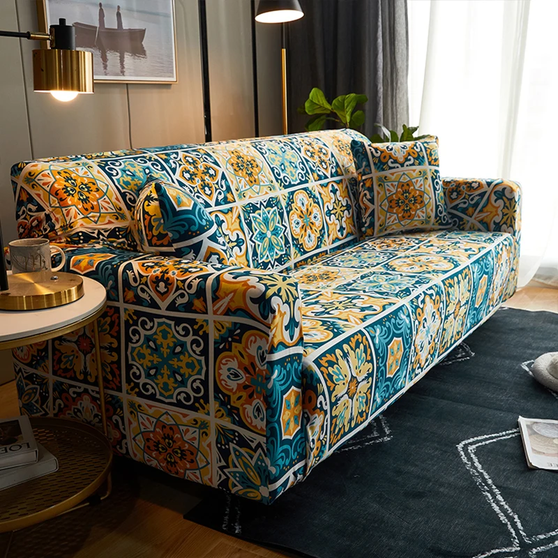 
Free sample ethnic style Stretch polyester Sofa Cover Protective Elastic Seat Sofa Cover dust proof sofa cover 