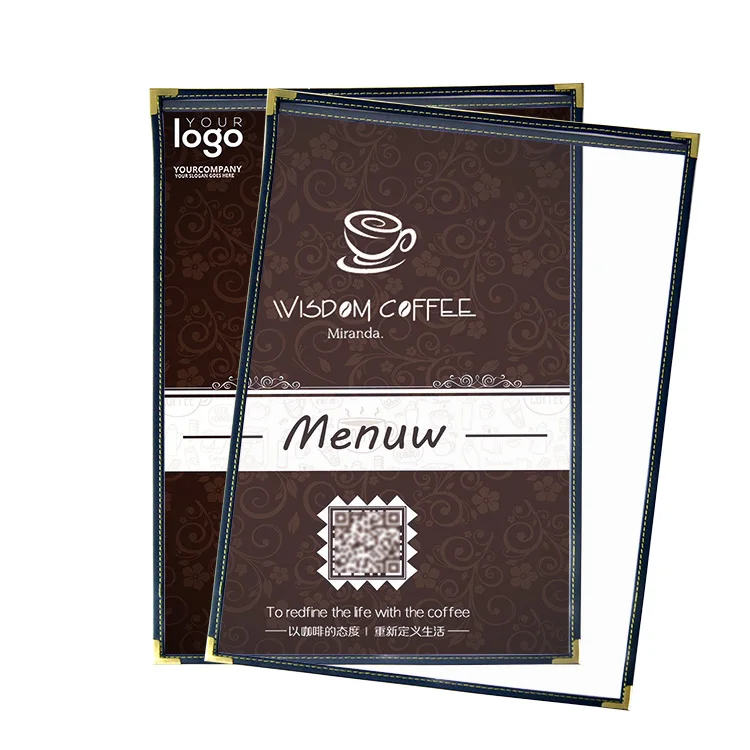 Custom  Clear Menu Holder  Surfaces Menu Covers Single Page Menu Sleeves Double View