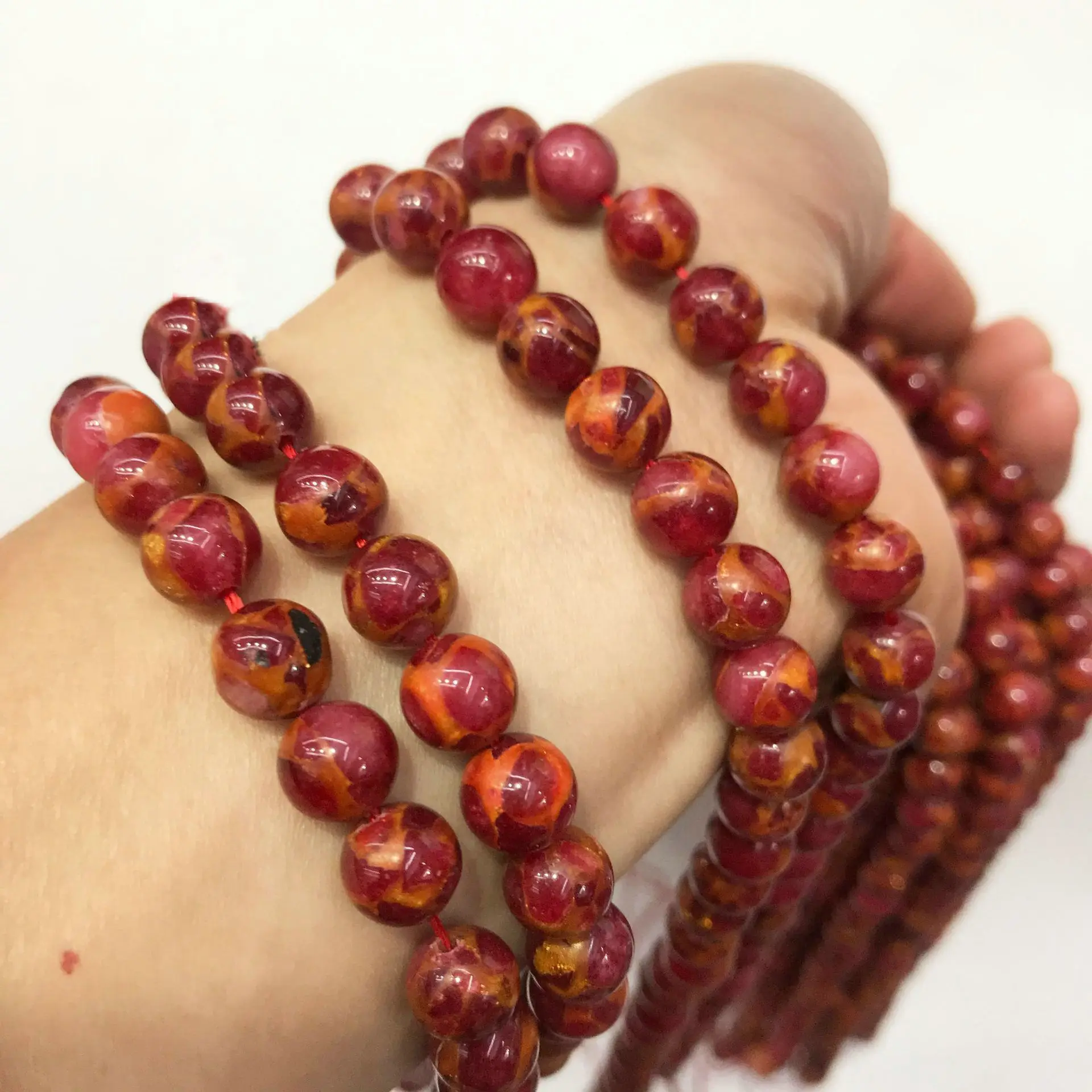 Natural Stone round Beads 6mm 8mm 10mm Size Loose Strands for DIY Jewelry Making Red Mix Bracelets