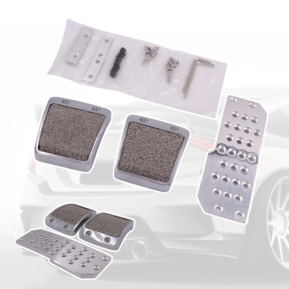 Aluminum 3pcs Clutch Brake Non-Slip Car Pedals Manual Car Foot Pedals Pad Cover For HONDA