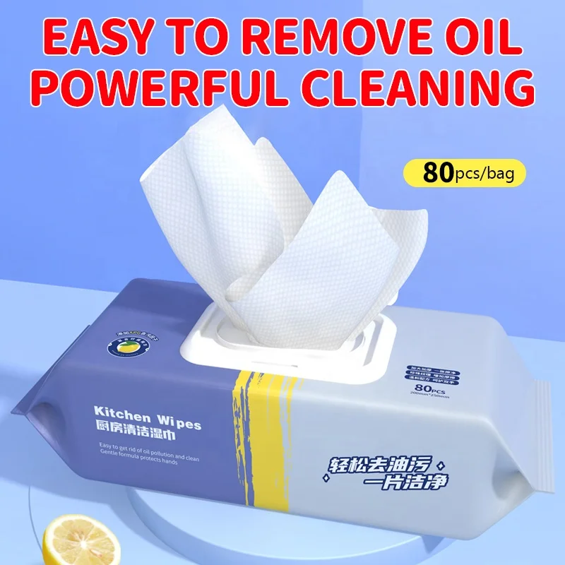 household kitchen wet wipes oil stains remover cleaning wipes