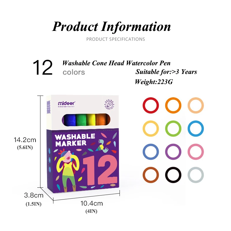 
Latest arrival Tip Brush Washable Art Supply 12PCS Colors Drawing Painting Watercolor Art Kids Gift Marker Pens 