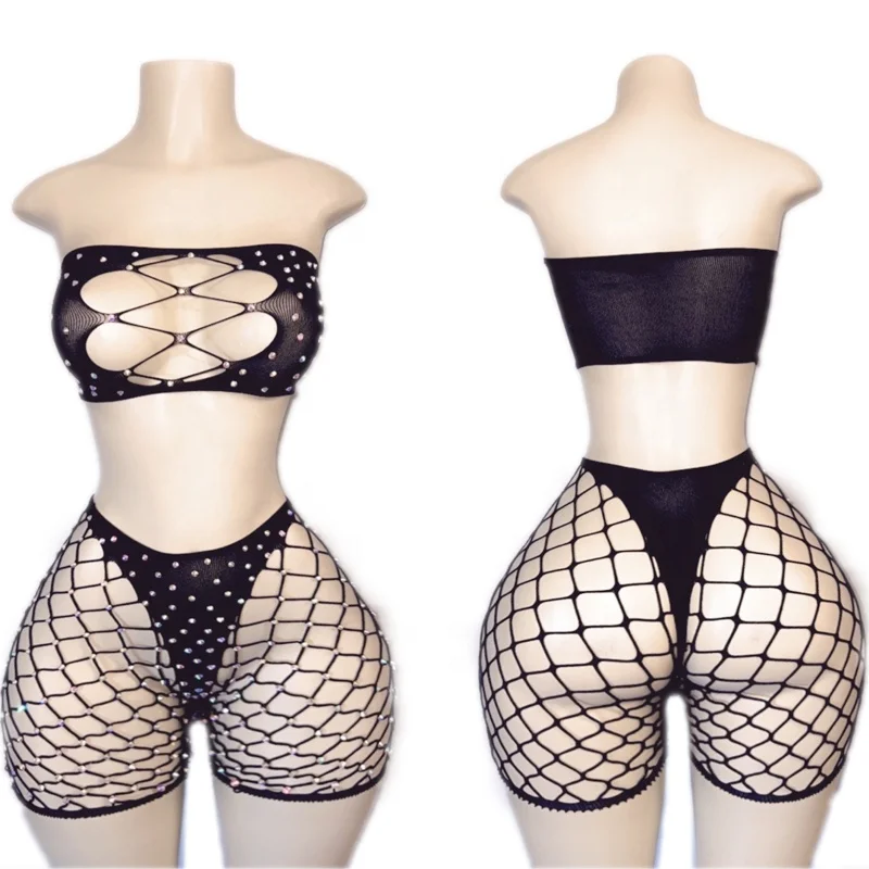 Ailangke Wholesale Customize Hot Girls Shiny Two Piece Outfits Women Diamond