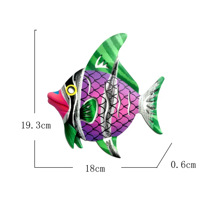 Metal Fish Art Wall Decor Coastal Ocean Sea Hanging Decorations Garden Pool Decor Set of 4 Colorful