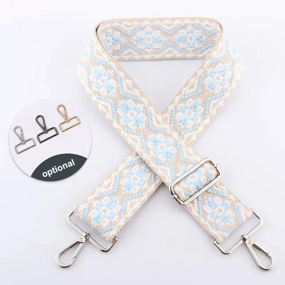 Strip solid wide nylon shoulder bag belt handbag straps with adjustable metal buckle