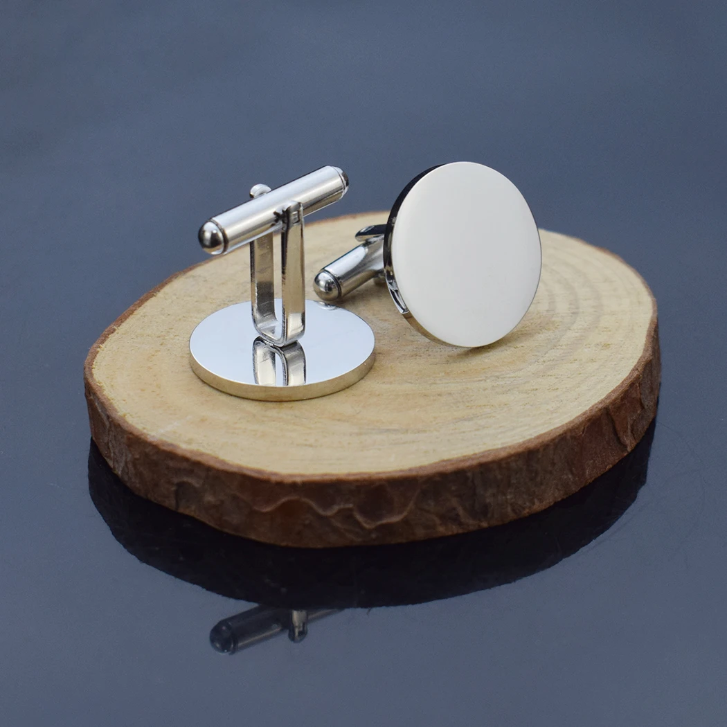 Mirror Steel Titanium Engraved Cuff Links  High Quality Round Oval Rectangle Blank Stainless Steel Cufflinks Men Jewelry Making