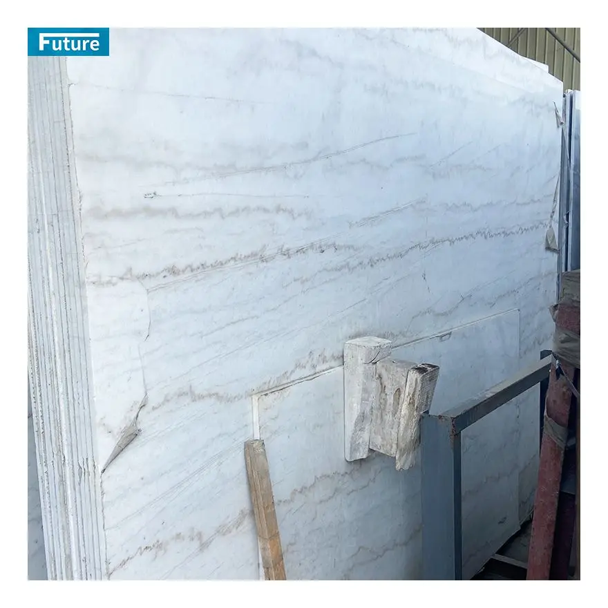 Wholesale Guangxi White Marble Big Natural White Marble Slab Floor Tile For Bathroom  Livingroom Stair Countertop