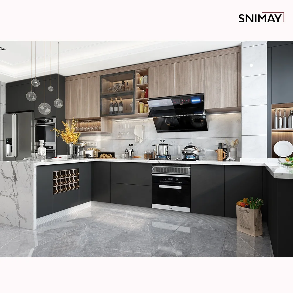 Villa White Lacquer Solid Wood Classic Luxury Kitchen Cabinet