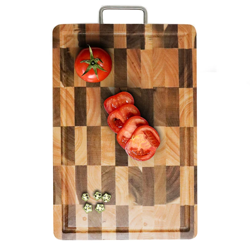 TAOTAOJU solid wood with sink chopping board with hook steak board acacia wood rubber wood splicing cutting board customization