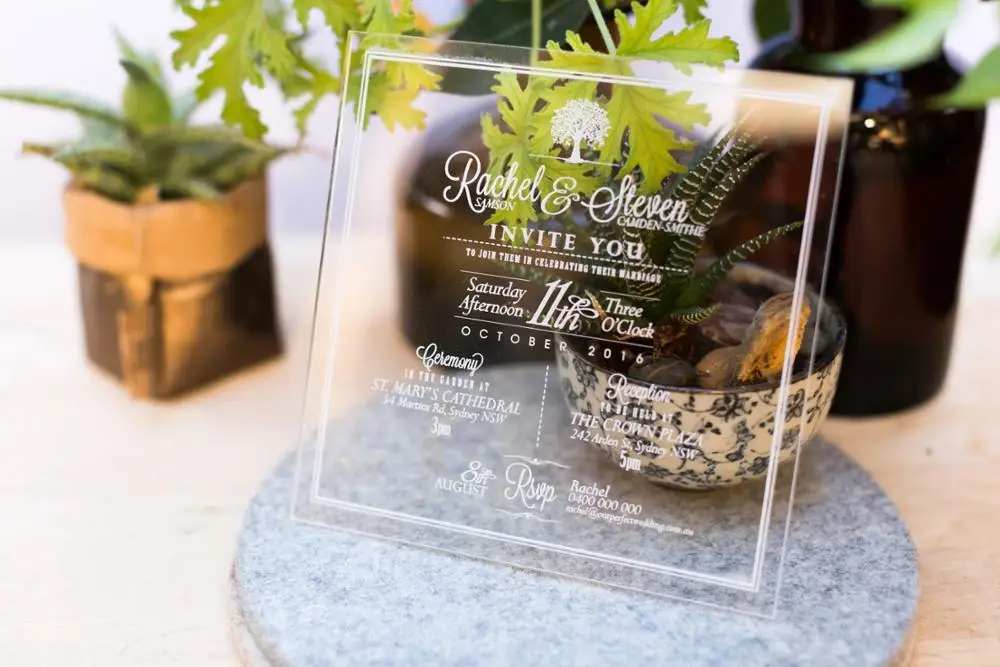 Customized  Color Style Acrylic Wedding Invitation Cards