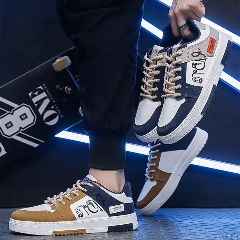 Hot Selling New Arrival Leather Upper Rubber Sole Sneaker Lace Up Running Walking Styles Shoes For Men