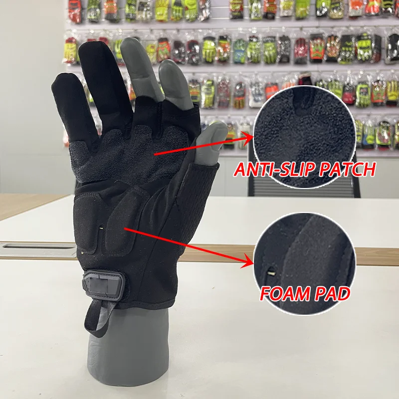 Custom Logo Durable Safety Work Hard Knuckle Anti-Slip Tactical Gloves Foam Pad High Impact Black Outdoor Use