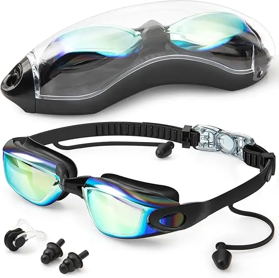 Waterproof  Swimming glasses Set Anti-Fog arena Prescription water Silicone Swimming Branded Goggles with Nose Clip Earplugs