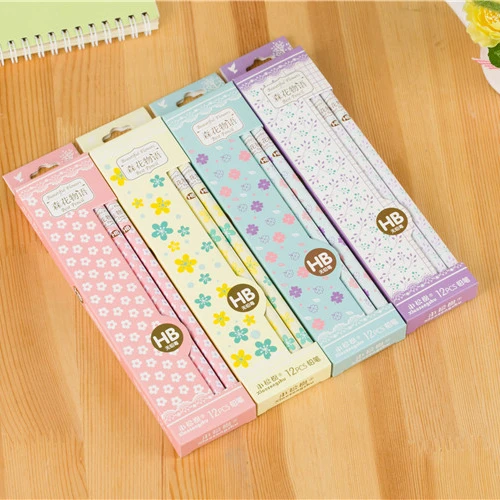 Производители, самоуправляемые карандаши HB, 12 цветов в коробке, Студенческие карандаши для письма