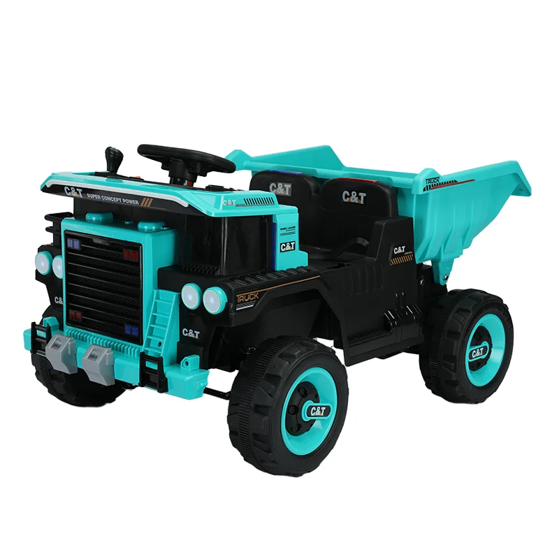 Unisex 12V 7A Electric Ride-On Car Toys ABS Material Excavator & Dump Truck with Big Seat & 4 Wheels Battery Powered Drive Kids