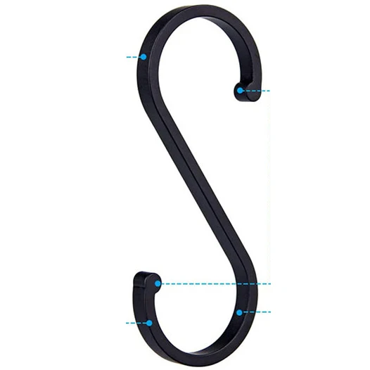 12 Pack Aluminum S Shaped Hooks Matt Black S Hooks for Hanging Pots and Pans