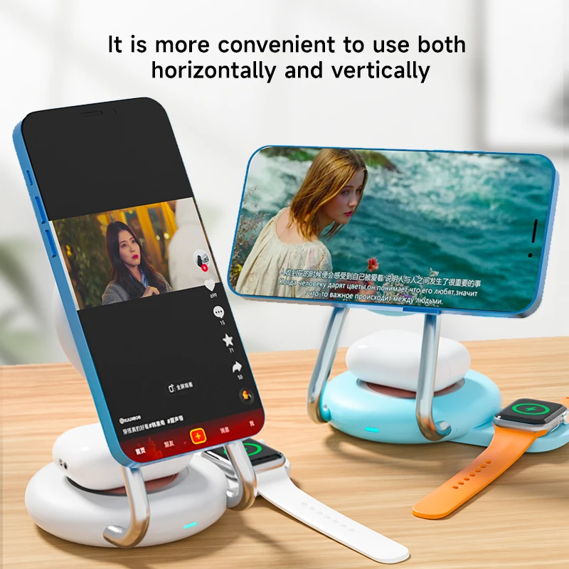 Wireless Charger Stand Portable 3 in 1 Fast Charging Station For iPhone 16/15/14/13/12 Pro Max for iWatch 9/8/7/6/5 Airpods 3/2