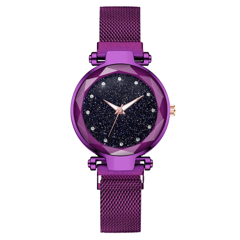 
Dropshipping Cheap Luxury Diamond Starry Sky Watch,Fashion Custom Logo Private Label Magnetic Strap Lady Wrist Watch Women 