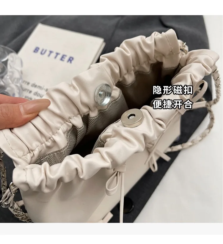 Wholesale New Shining Candy Color Drawstring Padded Purse Bucket Bag Lightweight Pleated  Bubble Quilted Puffy Bucket Bag