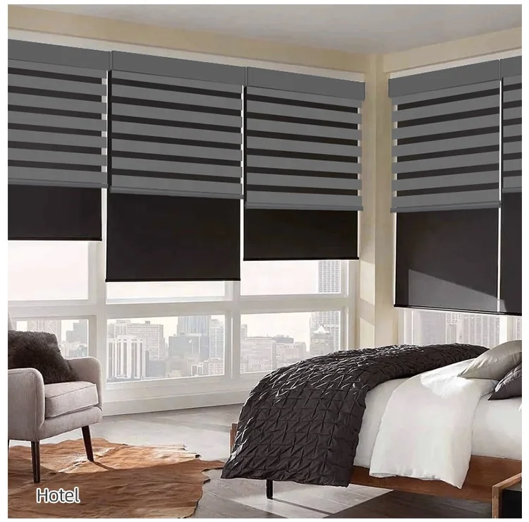 motor blackout roller blinds for hotel double window blinds for window day and night blind villa roller shades zebra curtain
