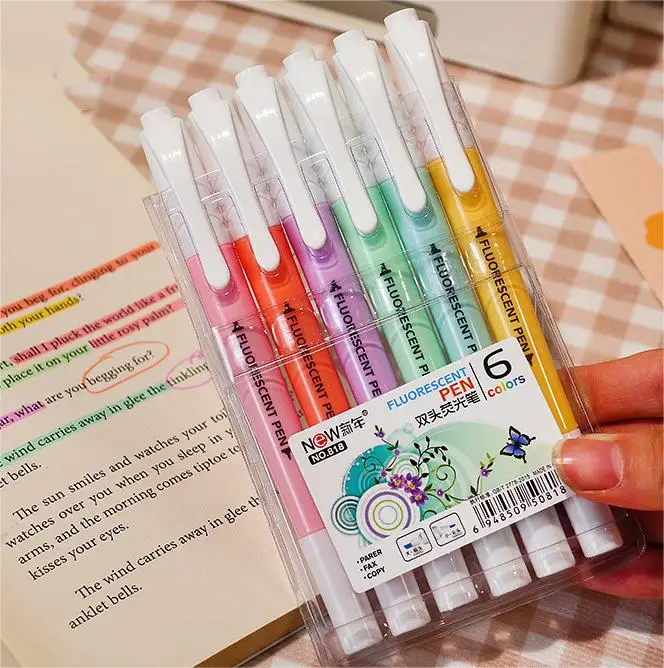 Highlighter Double Head Selling Macaron Color Student Focus Marker Pen Morandi Light Highlighter